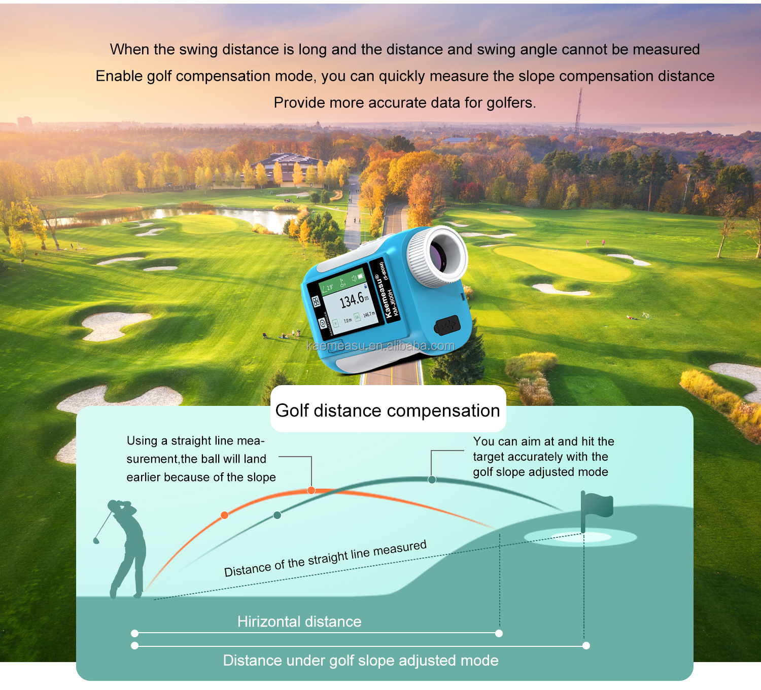 J1500m Multifunction Laser Distance Meter Handheld Measure Level Calculate for Construction Golf Hunting