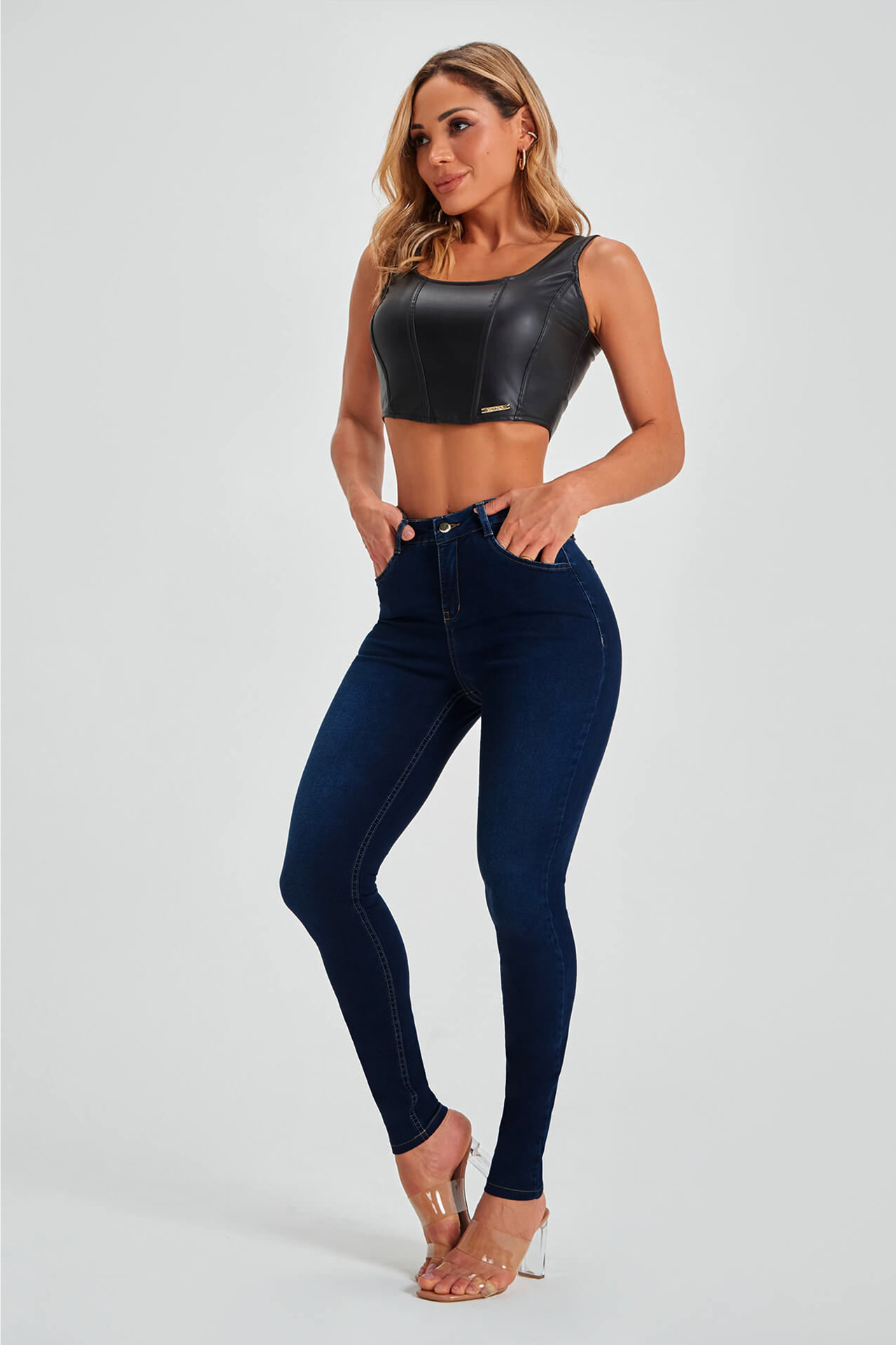 Women Elastic Jeans Pants Spring Slim Fashion High Waist Small Feet Jeans