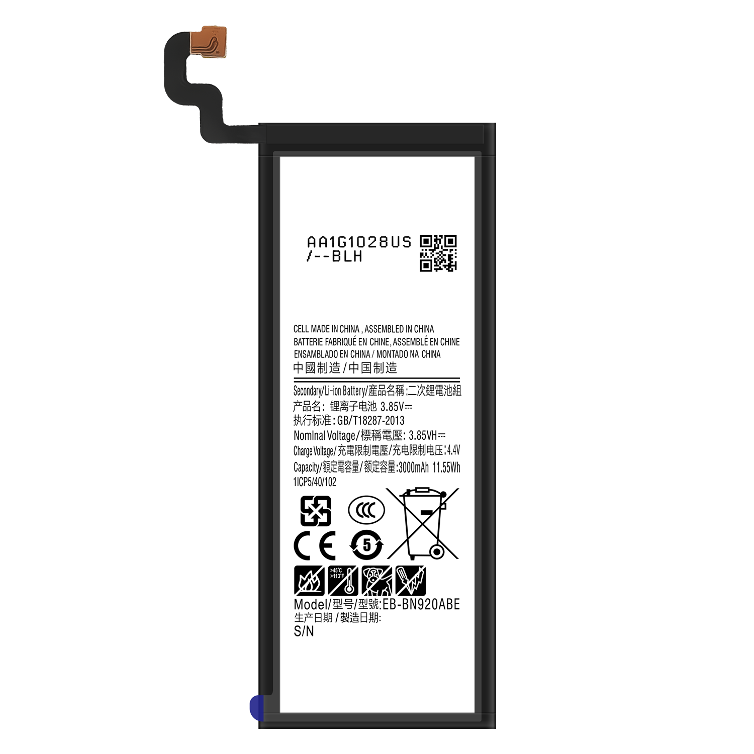 3000mAh EB-BN920ABE Li-ion Battery for Samsung Galaxy Note 5 N9200 N920t N920c Note5 SM-N9208 N9208