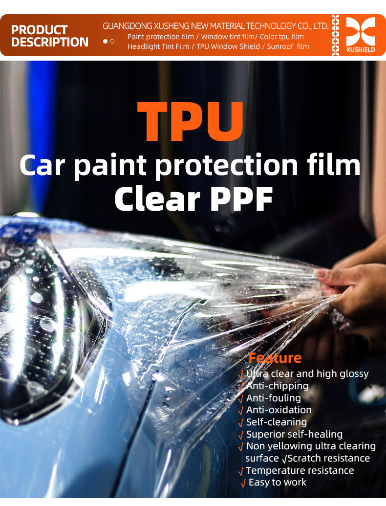 XUSHIELD Manufacturer Wholesale Clear Car Film Self-adhesive Anti-Scratch Self-Healing TPU PPF Paint Protection Film