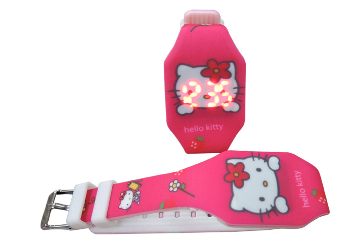 hello kitty cat animal Children's Electronic Silicone Watch LED Touch Cartoon Watch Promotion Custom Gift KT Cat Cartoon