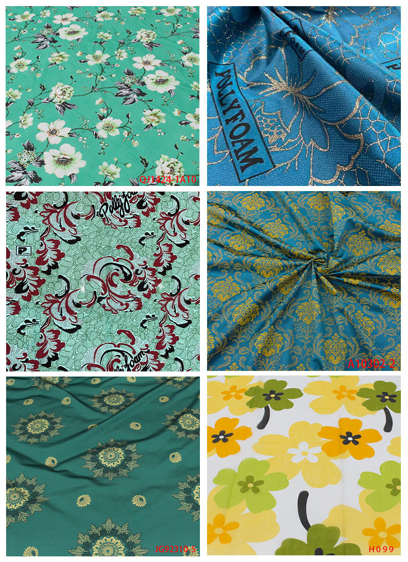 100% Polyester Golden Pongee Mattress Quilting Fabric Warp Knitting Printing