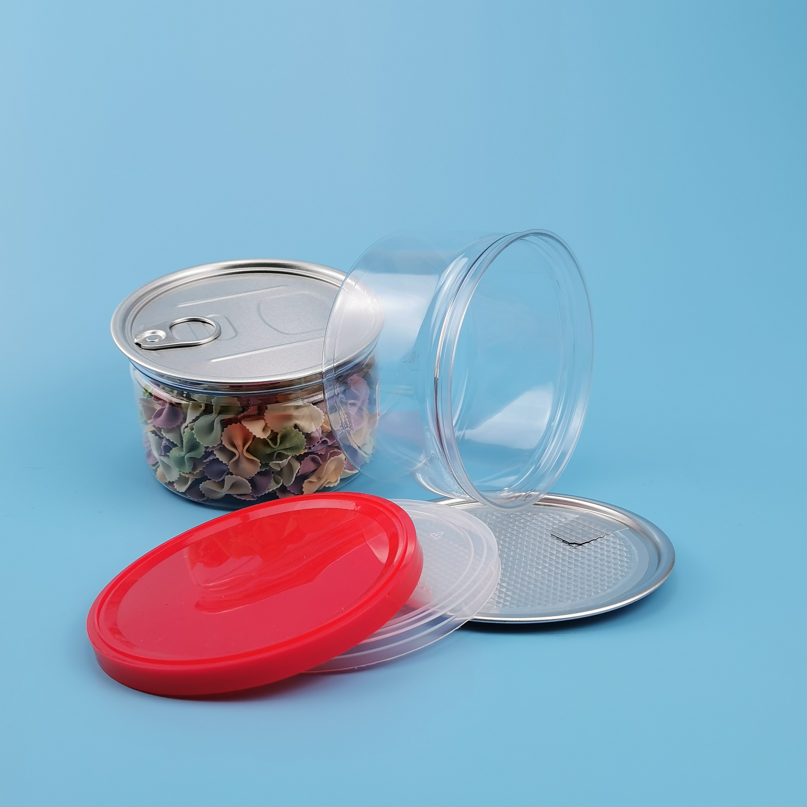 FDA Peel Off Lid Cylinder 0.5L PET Leak Proof Plastic Jars