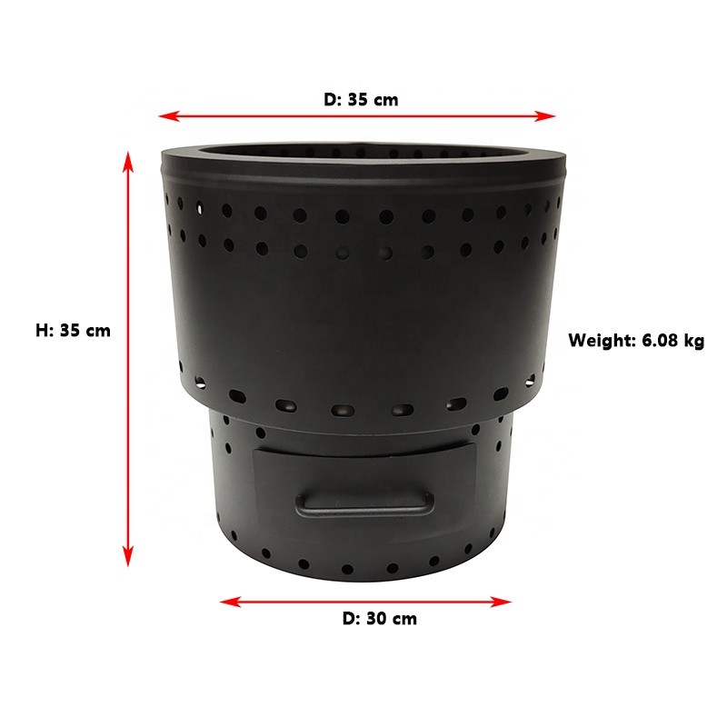 13.5 Inches Powder Coated Steel Fire Pit Smokeless Fire Pit Sliver Or Black