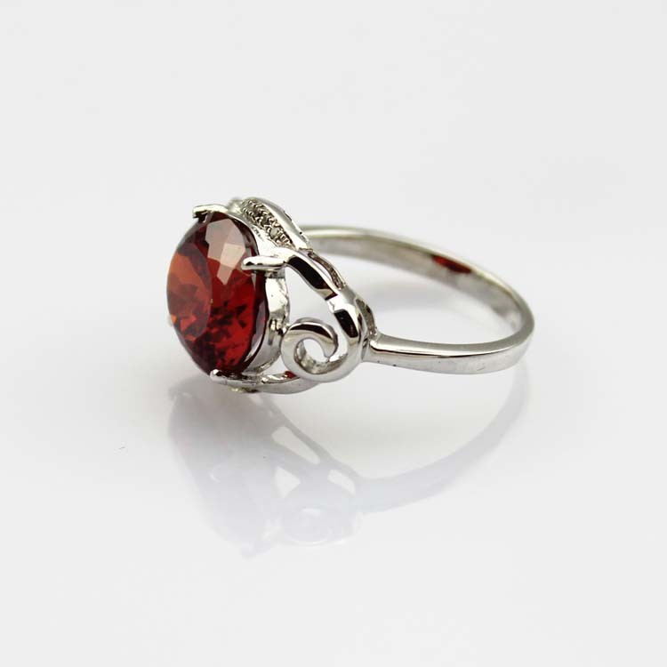 925 Sterling Silver Ring with 10mmx12mm Oval Purple Amethyst Cubic Zirconia(F42)