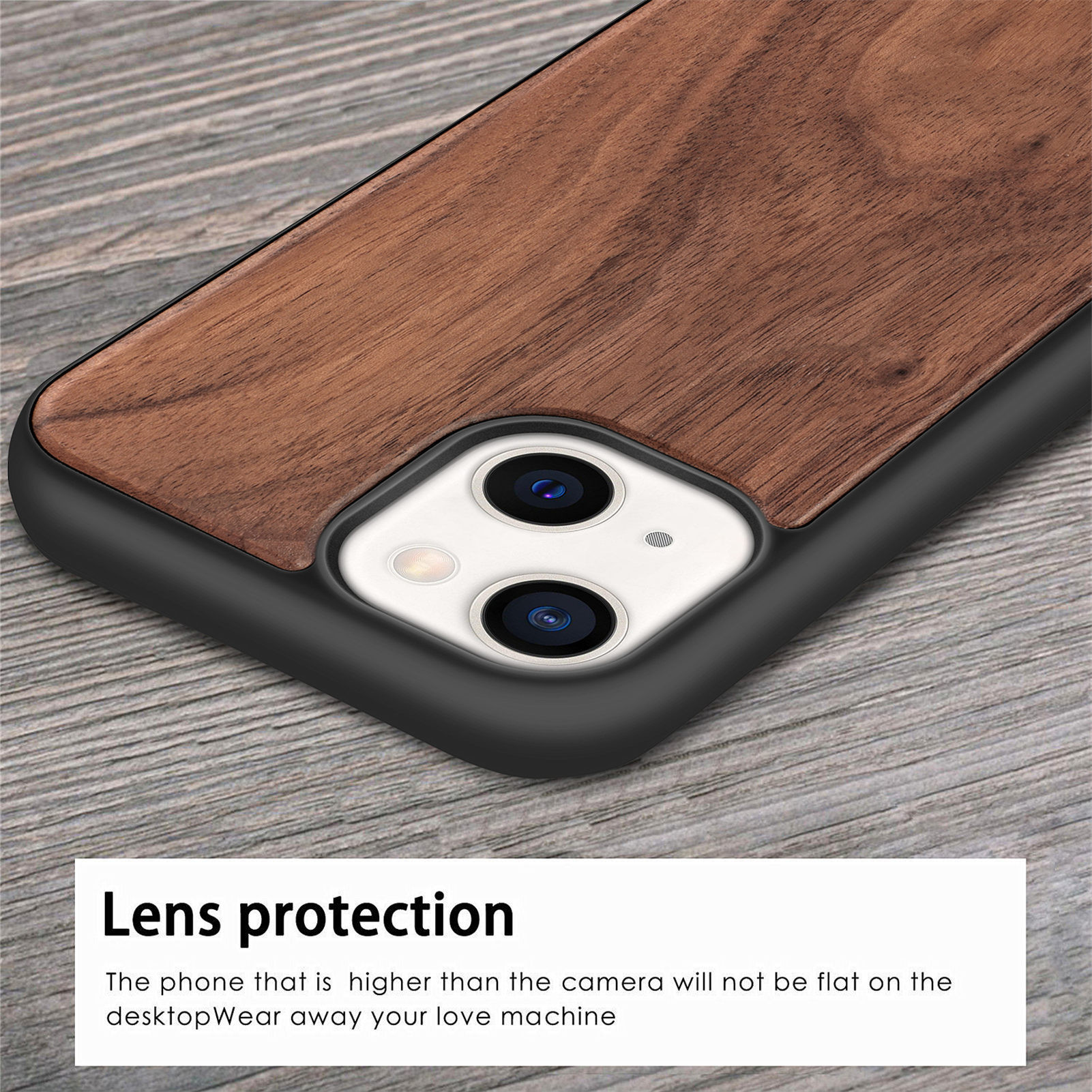 TPU Real Natural Walnut Wood Cell Phone Case Shockproof