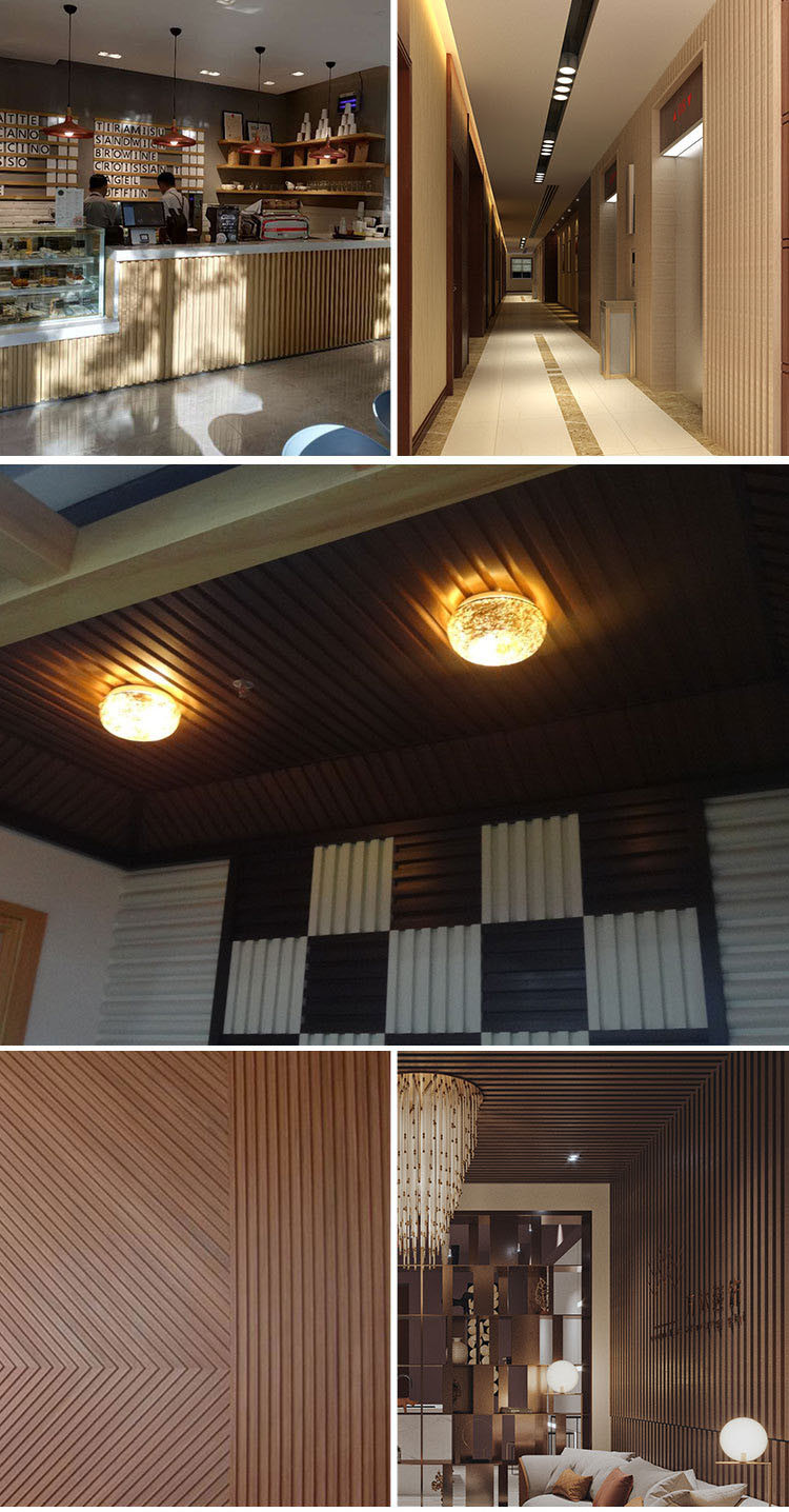 House Interior Wood Grain Aluminium Alloy Profile Fluted Wall 3d Ceiling Panels