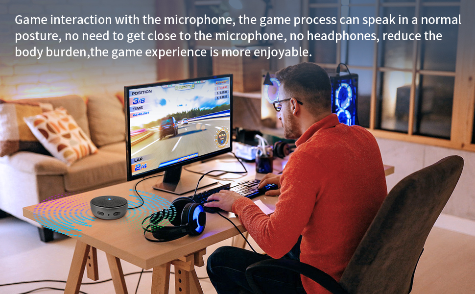 Portable Bluetooth Conference Speakerphones With Mic LED Lighting