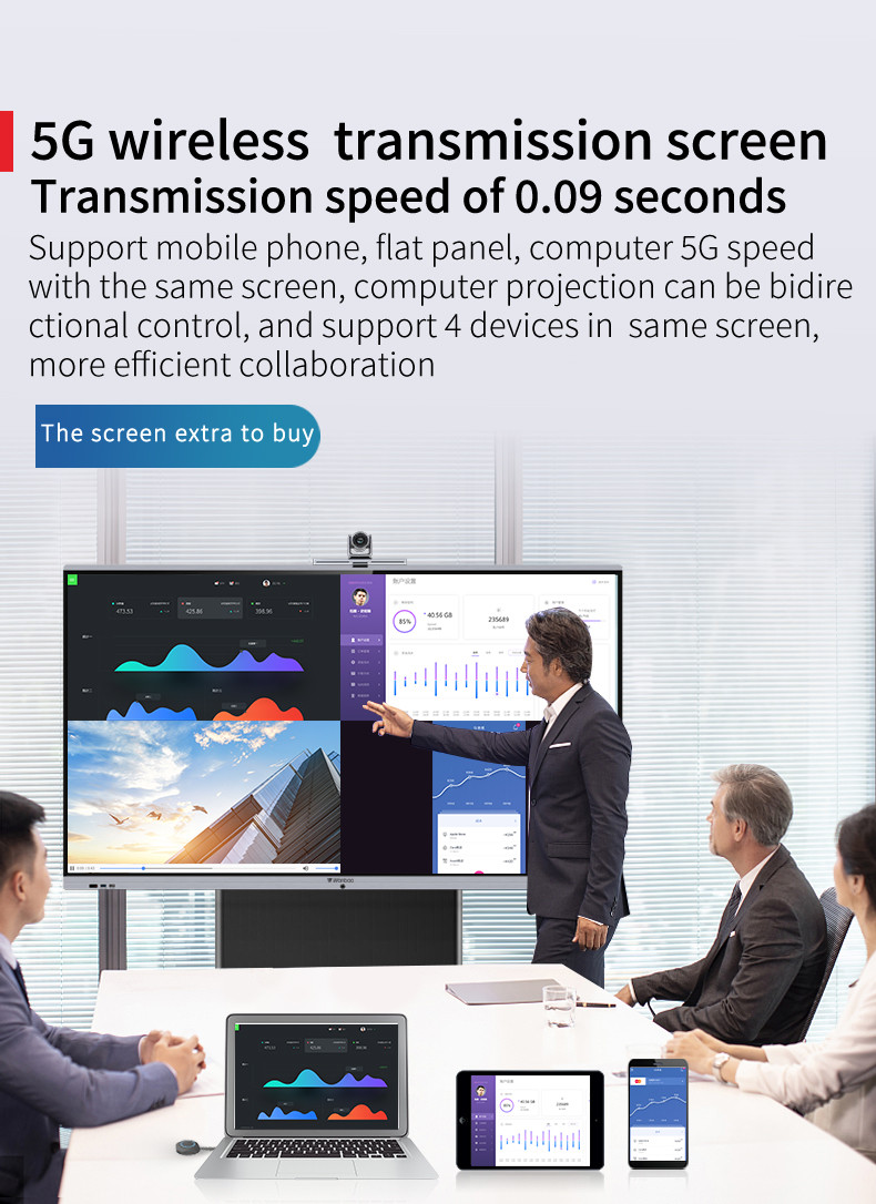 Floor Standing Smart Interactive Whiteboard Digital Signage 65''