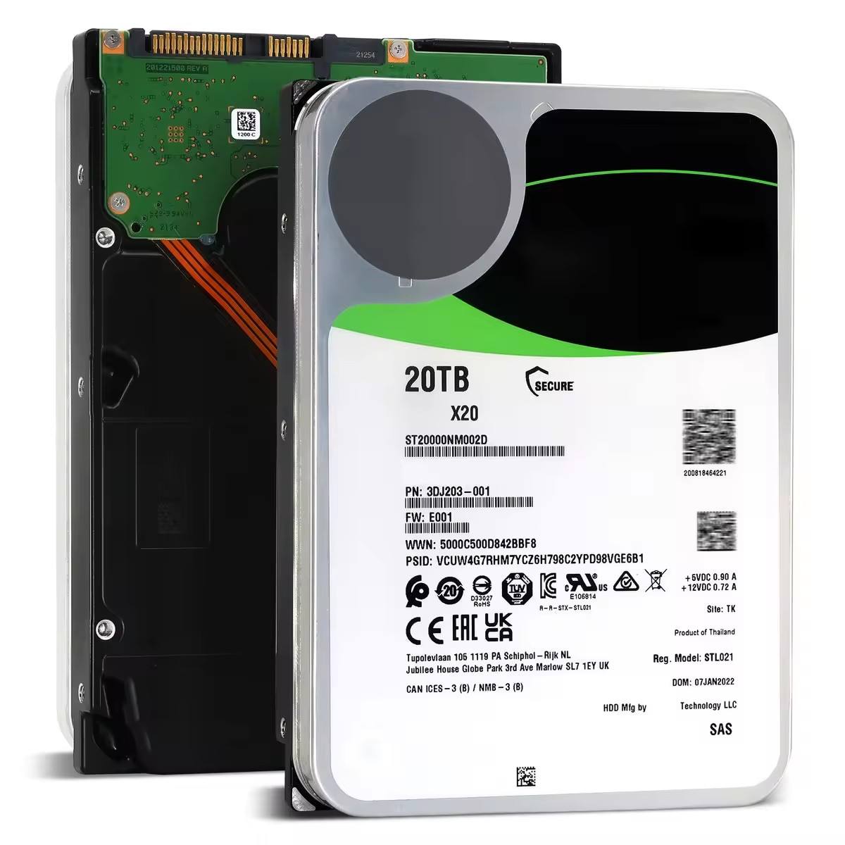 Customized ST20000NM002D Exos X20 SAS 20TB 3.5inch 512E/4KN SAS 12Gb/s 7200rpm Enterprise Internal Hard Drive Private Mold