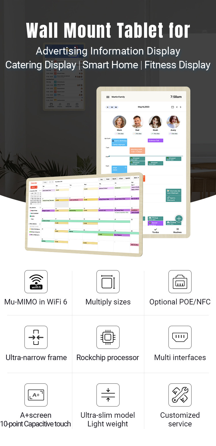 Factory smart calendar family calendar checklist display RK3576 android 13 smart touch screen calender