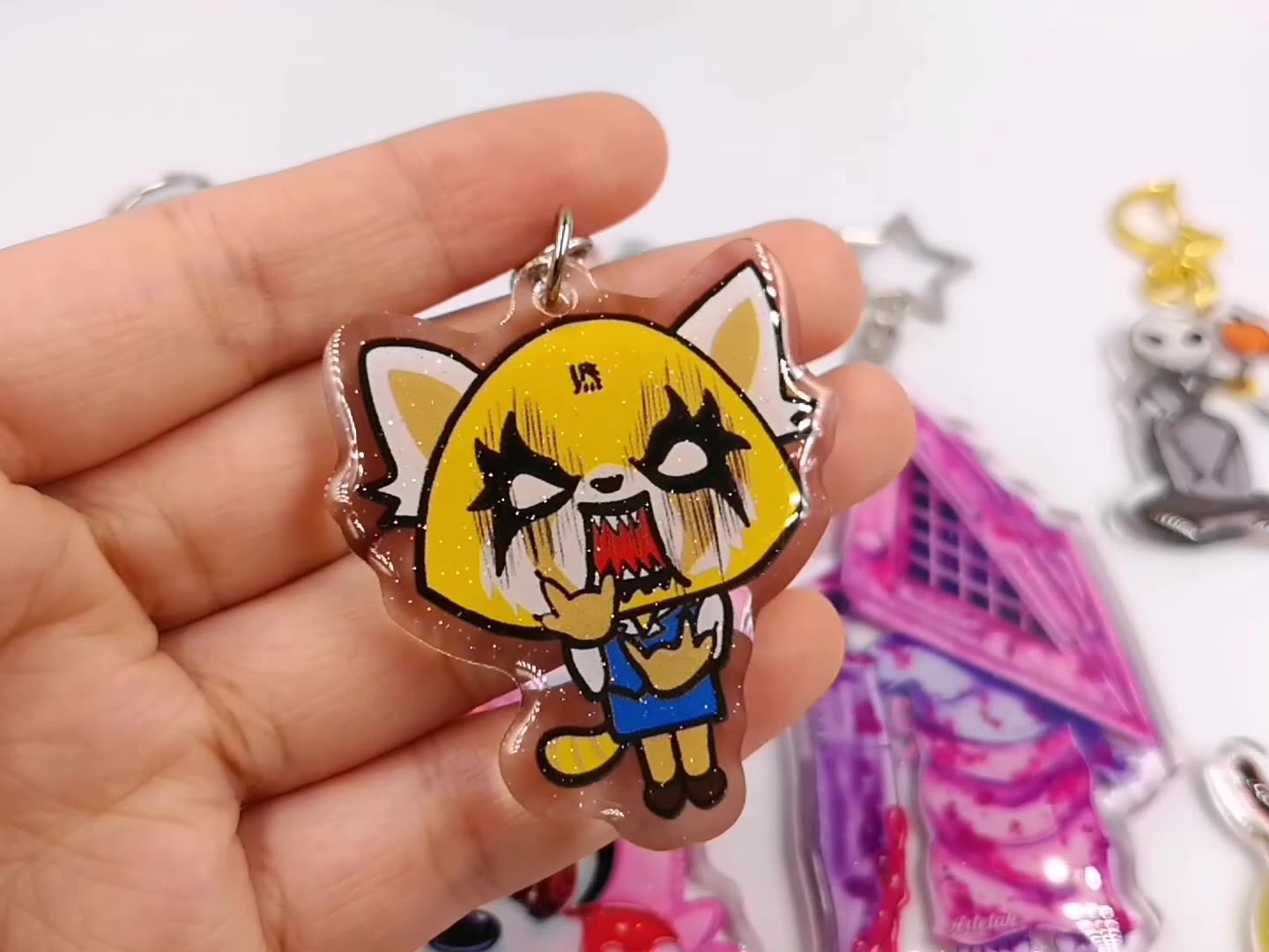 Promotional Custom Print Clear Epoxy Resin Glitter Cute Animal Acrylic Anime Charms Keychain