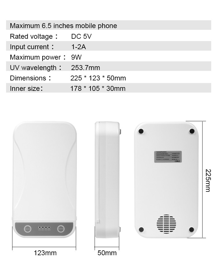 99.9% Kill Bacteria Mobile Phone Disinfection Box Esterilizadora Telefono UV