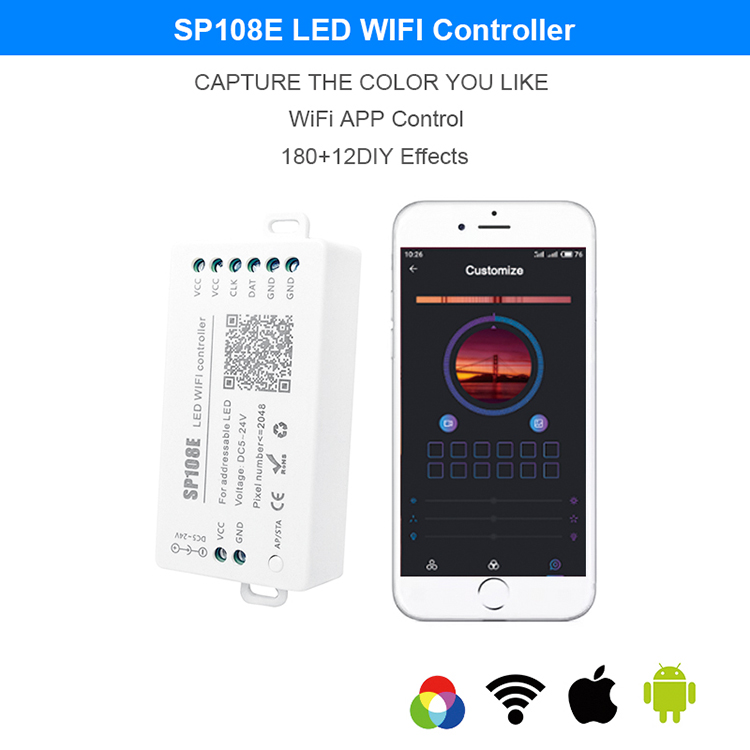 2048 Pixels SP108E Wifi LED Controller With IOS Android App Wireless Remote Control