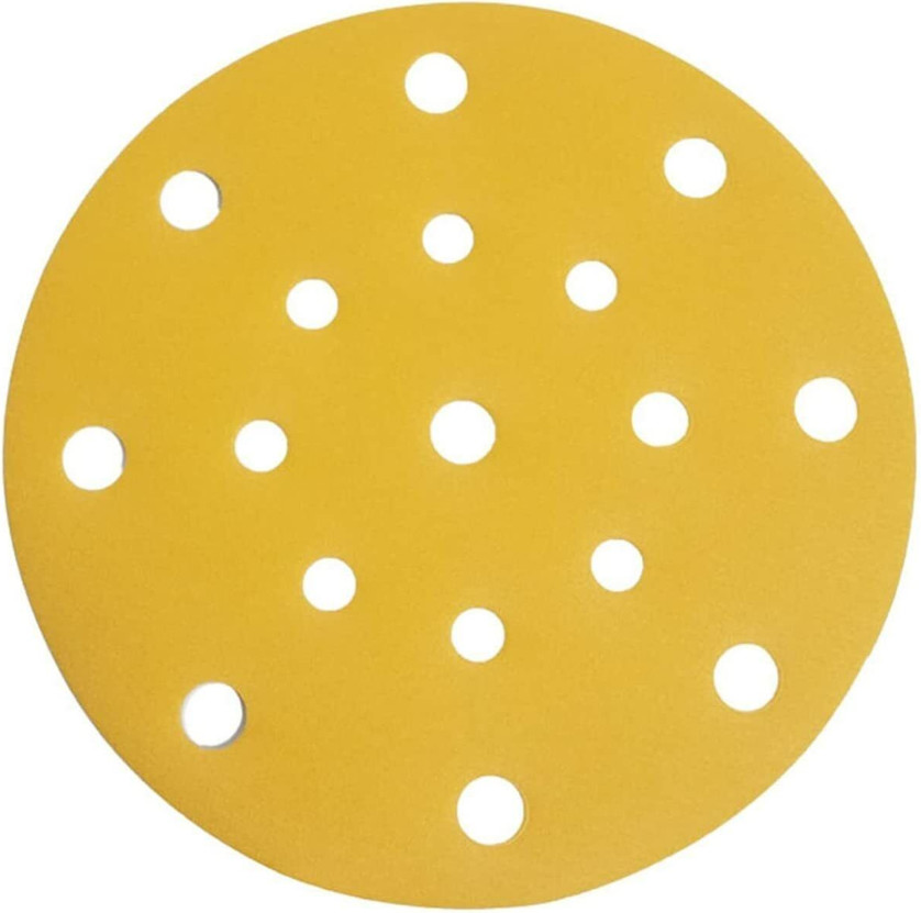 6inch 15hole Hook Loop Sandpaper Discs Gold Aluminum Oxide PSA Automotive