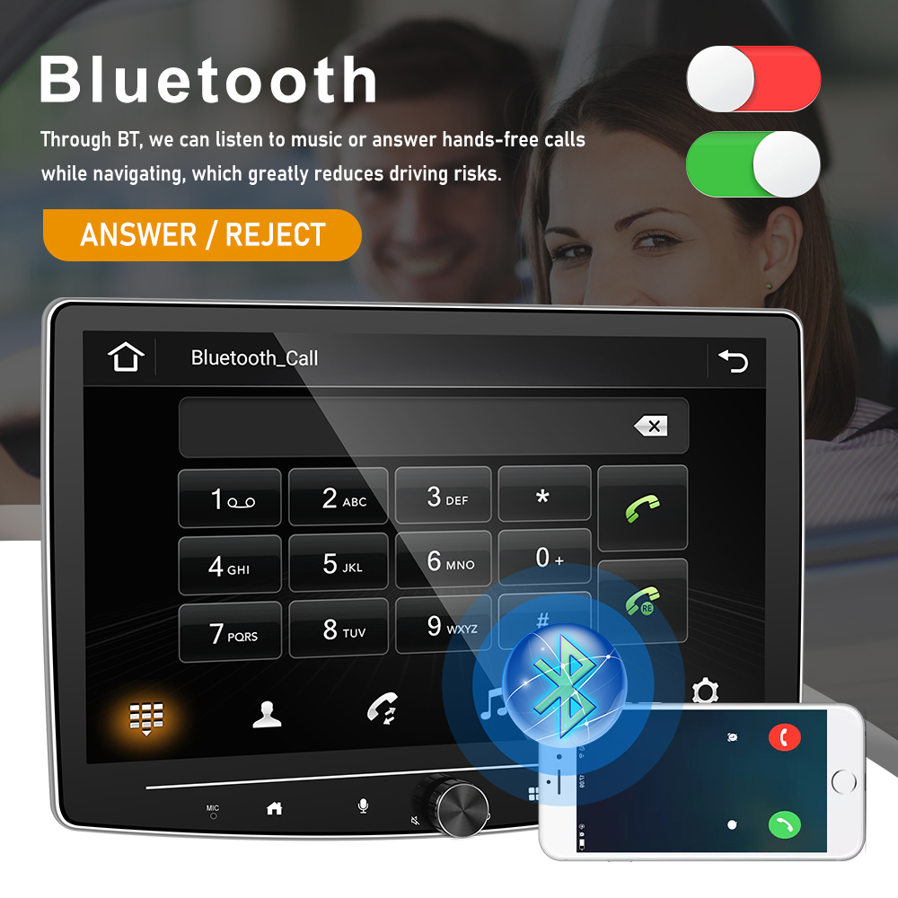 Universal Car Fitment LCD Screen Android 1 Din Car Radio with Carplay and Knob Button