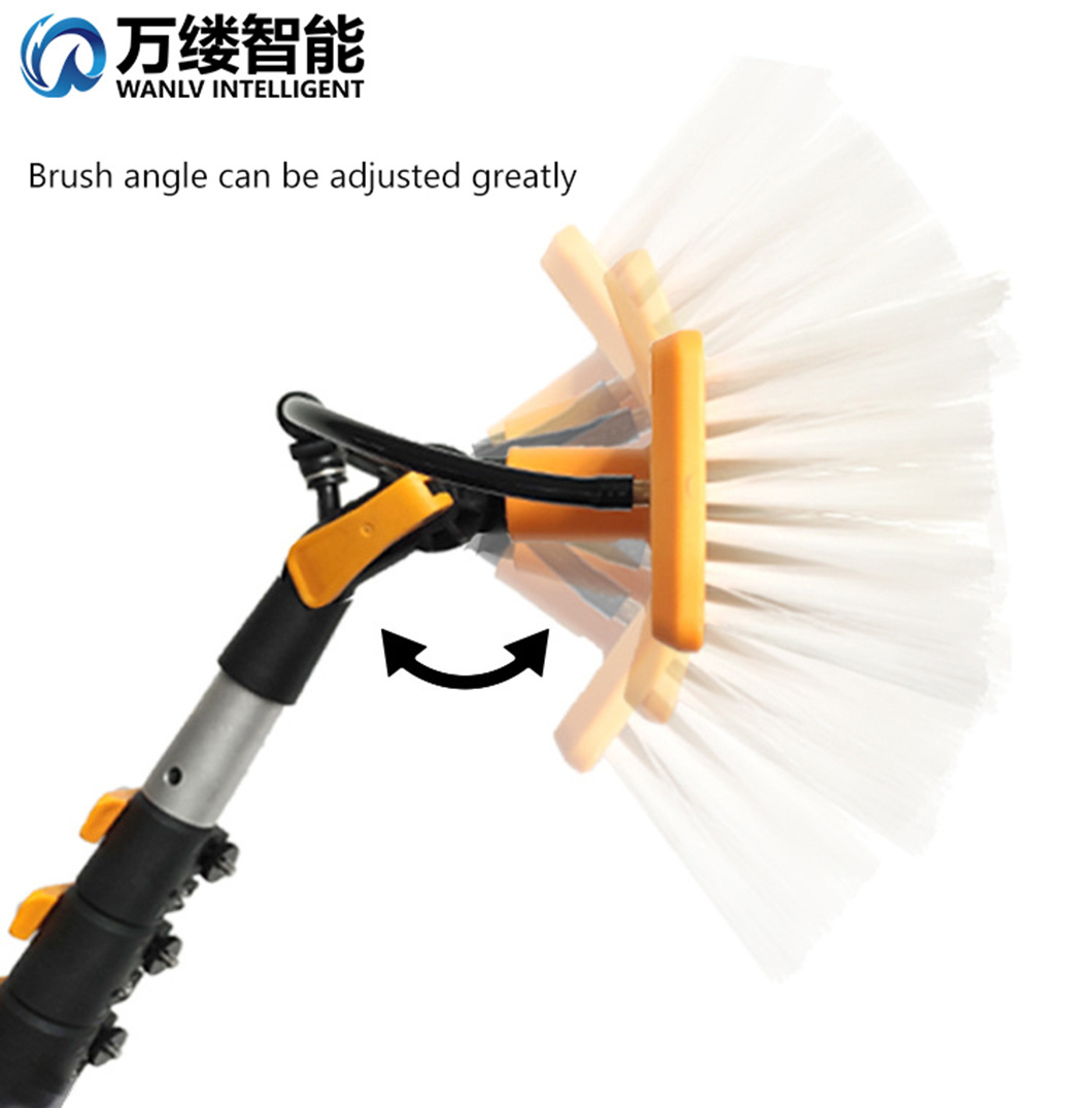 Mobile Solar Cleaning Brush PV Maintenance Tool Manual Cold Wash Brush with 7.5 Meters Handle Connect to 60 Watt Pump