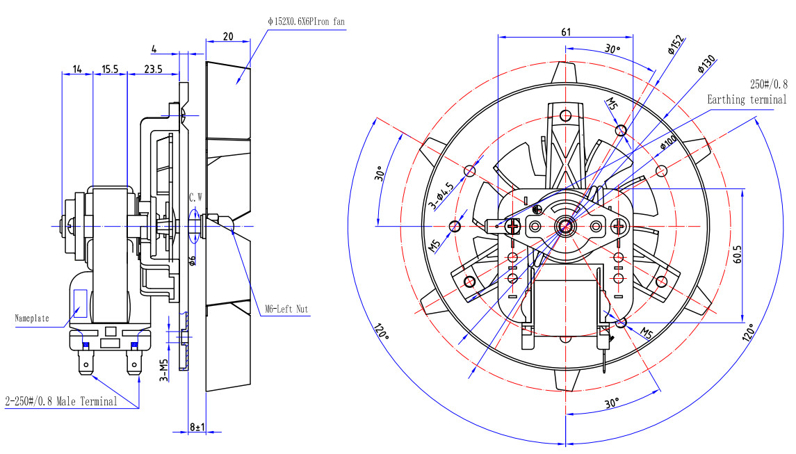 2700 RPM Single Phase Asynchronous Motor 230V 50HZ With Round Plate