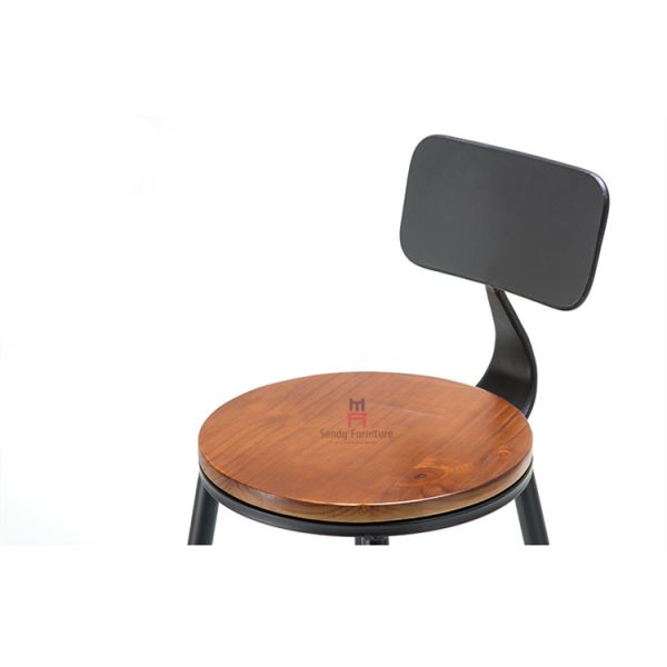 Simple Design Black Leather Bar Stools , Upholstered Metal Counter Height Stools