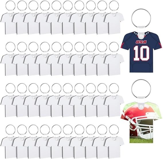 Double-Sided MDF Heat Transfer Football T-Shirt Key Chains Printable Sublimation Blank Keychains
