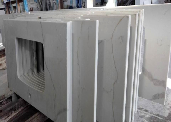22" Wide Calcutta Quartz Bathroom Vanity Tops Anti - Stain Quartz Tile Countertop