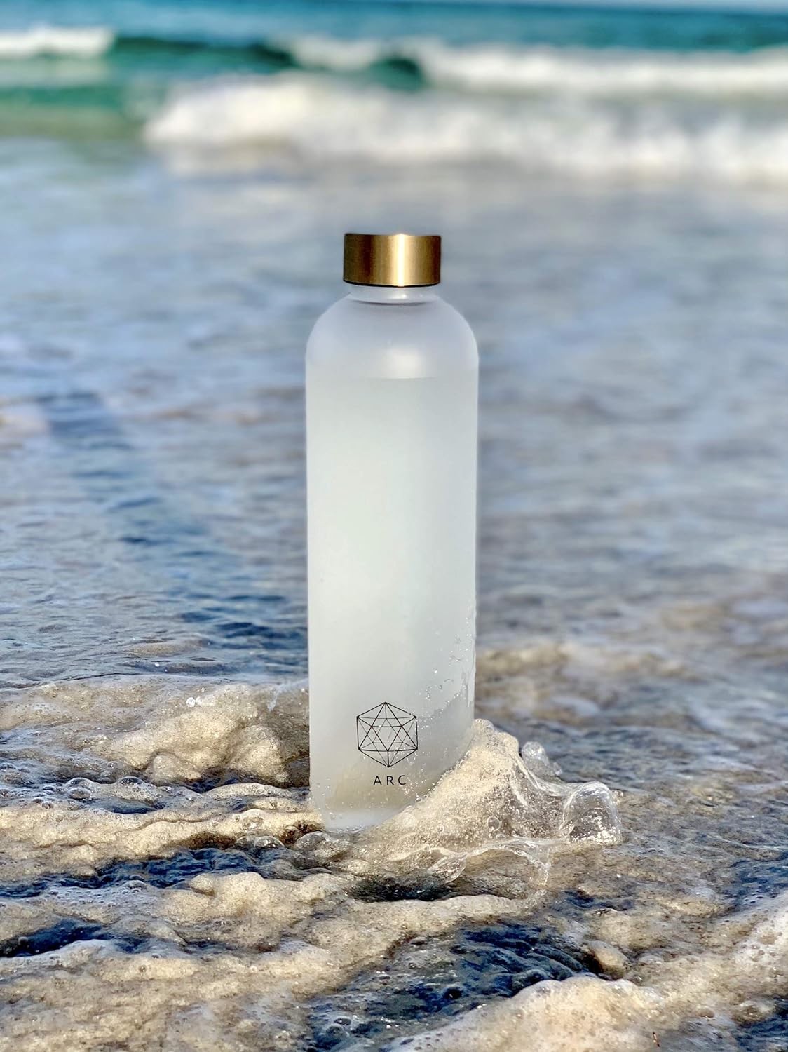 ARCANA Arc Water Bottle With Time Marker - Motivational Water Bottles With Times To Drink - BPA Free Frosted Plastic