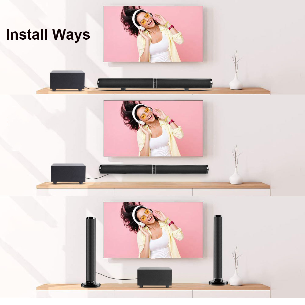 2.1 Channels Wireless Bluetooth Soundbar , TV Speaker Soundbar With Subwwoofer