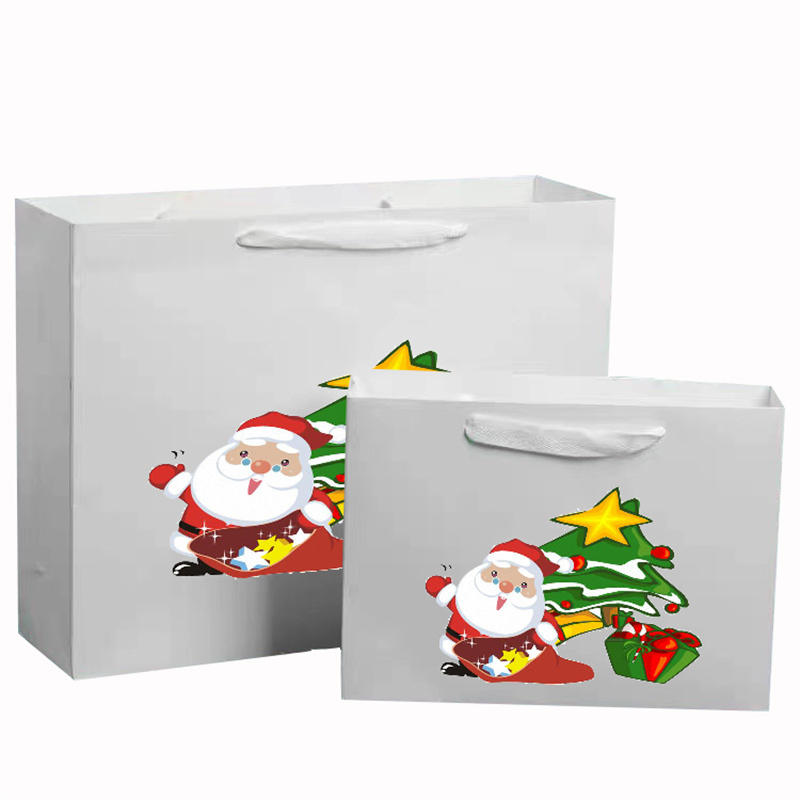 Small Business Logo Printed White Paper Bags with Custom Logo and Black Handle