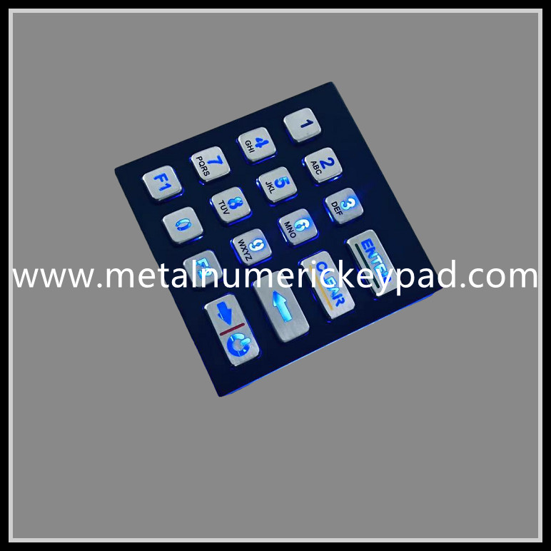 Illuminated Black 16 Key 1.5mm Backlit Numeric Keypad