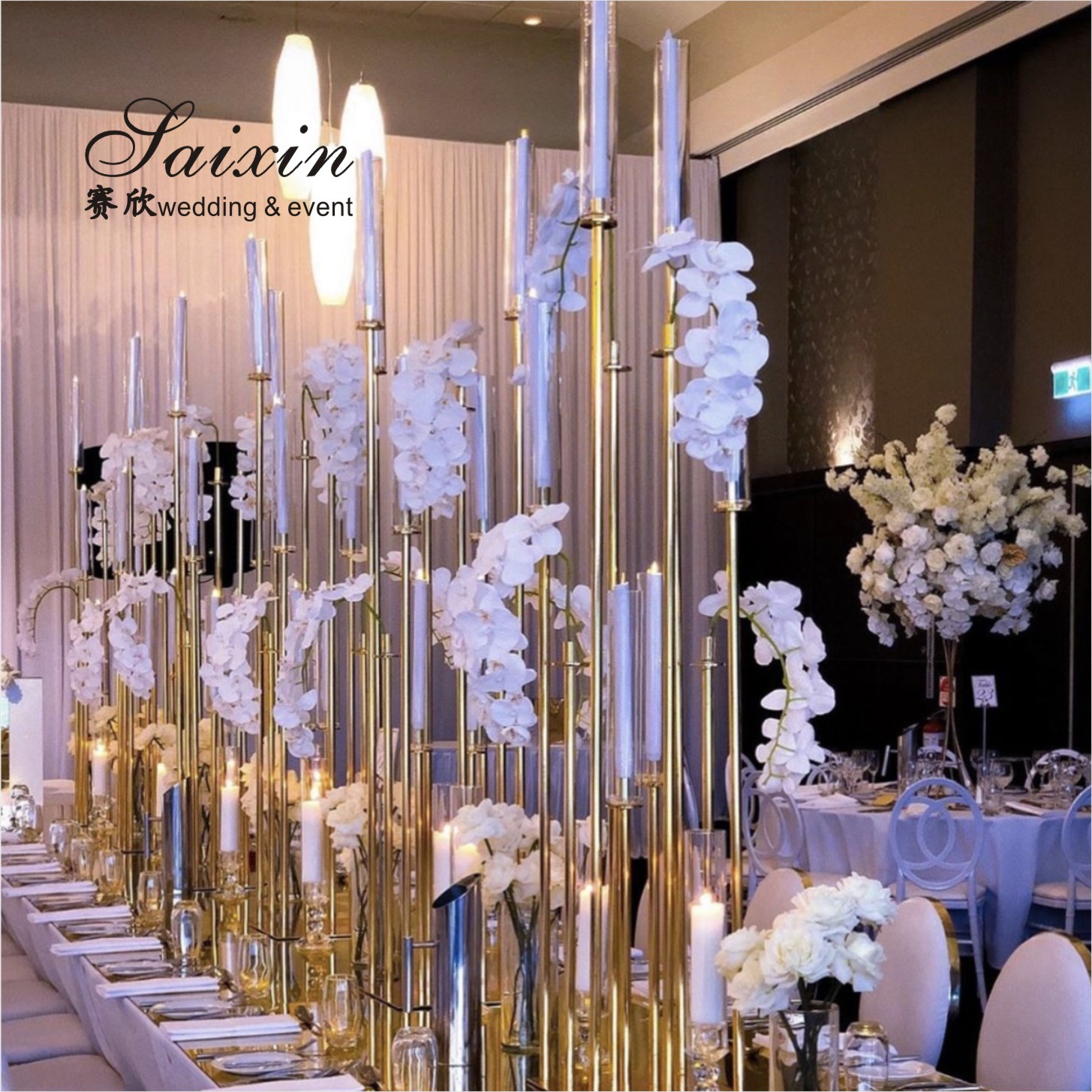 ZT-524 Luxury crystal glass red candelabras for wedding centerpieces