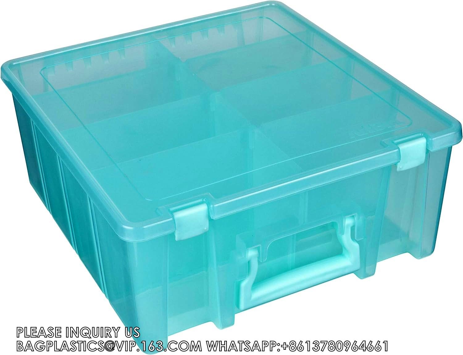 Strong Pack Plastic Organizer Box Grids, Craft Organizer Storage With Adjustable Dividers, Bead Organizer, Fishing