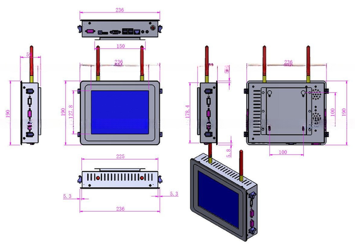Rugged 8 inch 8.4 inch dustproof touch screen LCD monitor metal display screen for industrial computer kiosk OEM/ODM