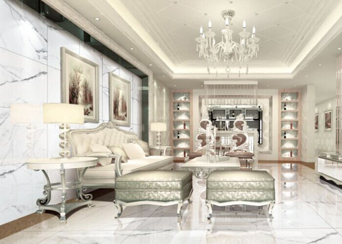 Elegant White Marble Porcelain Tile 60*120cm / Bathroom Floor Tiles