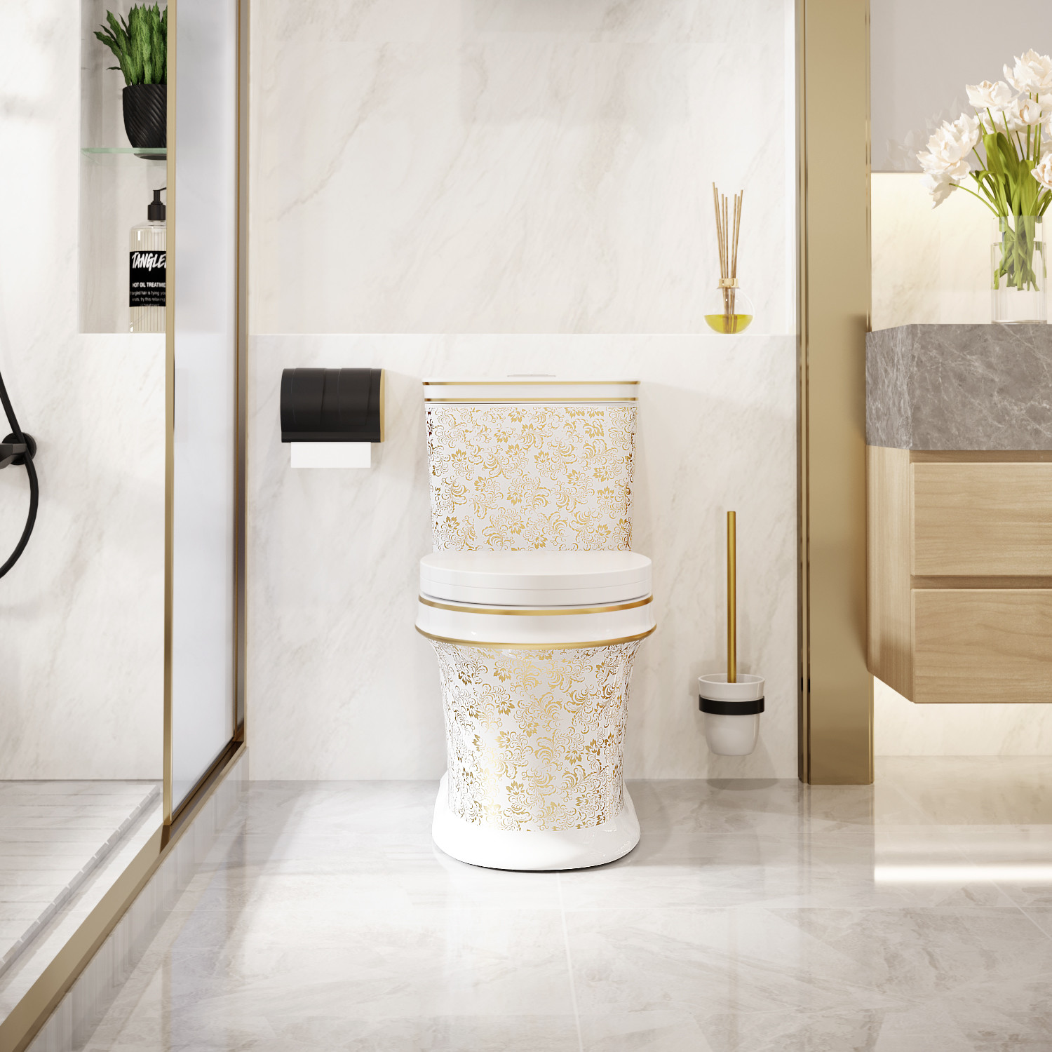 Bathroom WC Round Sanitary Ware Toilet Bowl Ceramic Golden Color