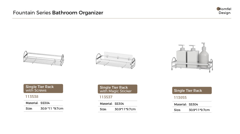 2 tiers Easy Install No-Drilling Wall-Mounted Shower Caddy stainless steel Organizer Rack for Bathroom