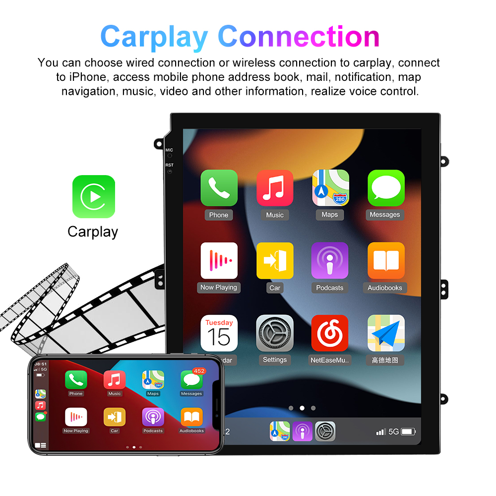 9.7 Inch QLED Screen Carplay Car Radio for Uniersal Android Octa Core DVD GPS Navigation Player