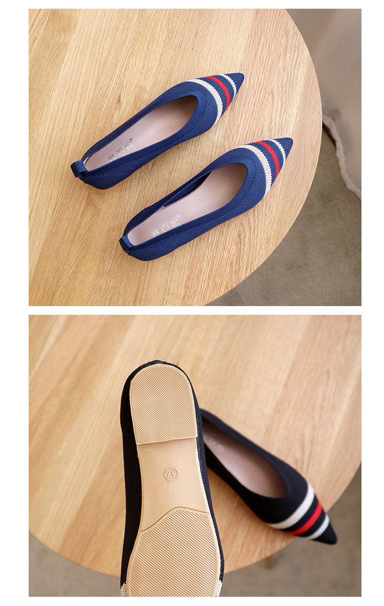 3d Knitted Vamp Womens Flat Leather Shoes Modern Style Fashionable
