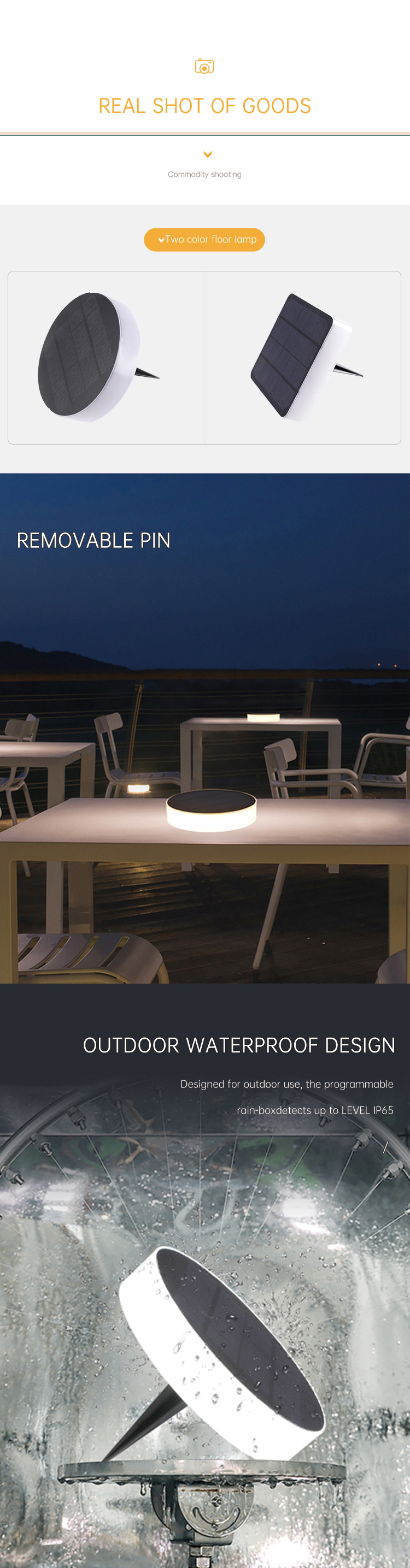 80LM Colorful Solar Ground Lights Outdoor1.5W Solar Floor Lamp With Mono Solar Panel