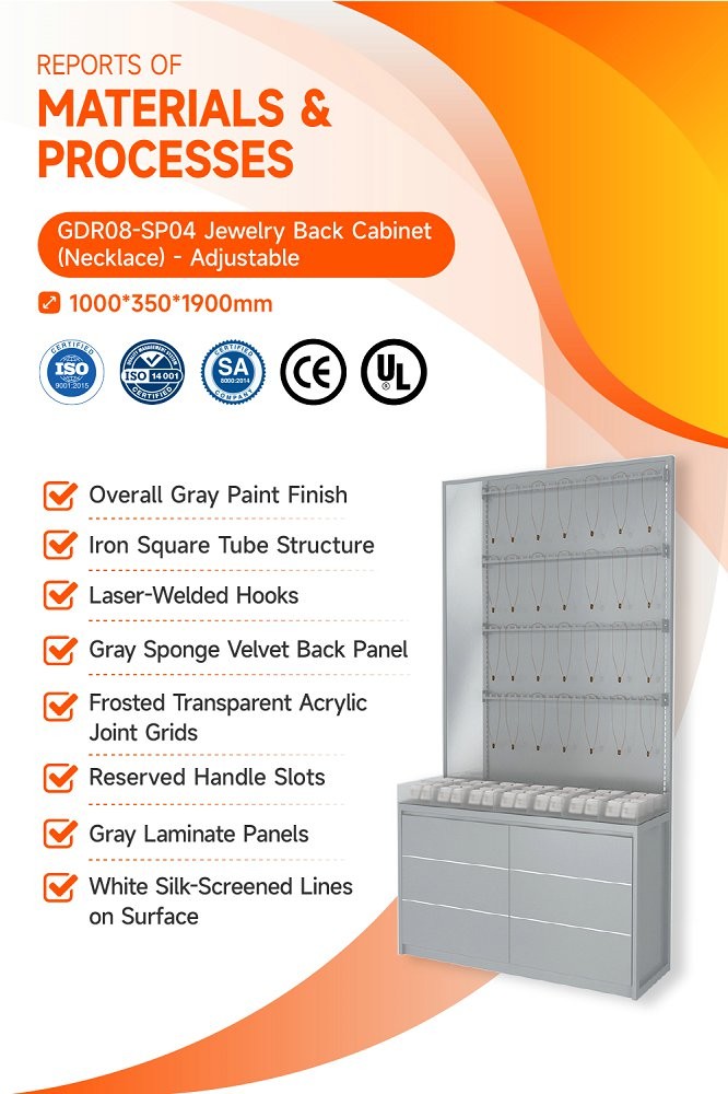 GDR08-SP04 Cosmetic Display Shelf with Frosted Transparent Acrylic Joint Grids and Adjustable Height for Cosmetics Retail Stores