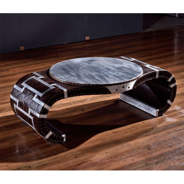 Nidea #8651 Nidea Red Wine Bar Coffee Table Industrial Style Flat Durable Handmade Aluminum Rivet Metal Watch-Shaped Design