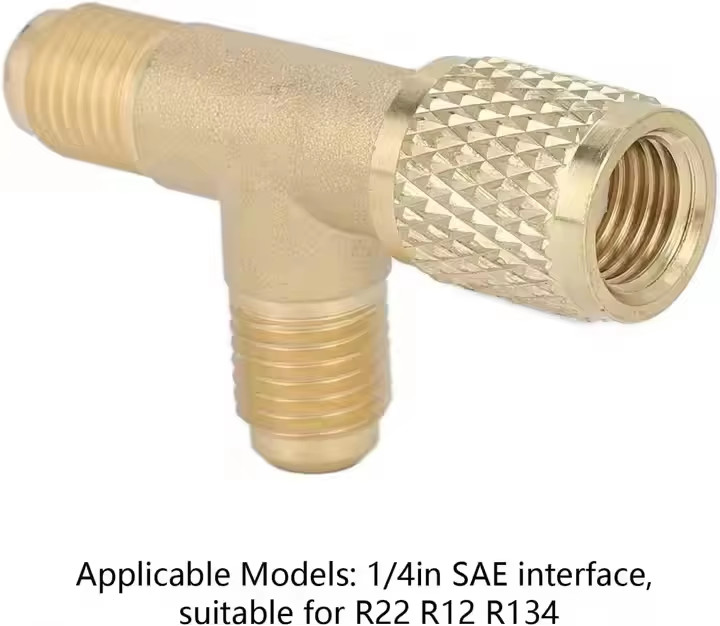 Quick Coupler Tee Adapter T-Shaped Valve Low Pressure HAVC Refrigerant R22 R12 R134