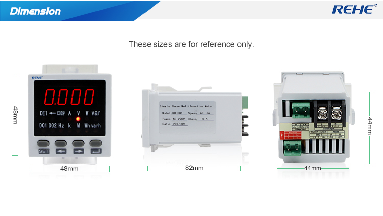 48*48mm mini Amp Volt Rpm High Voltage Digital Panel Mount Single Phase AC/DC multimeters