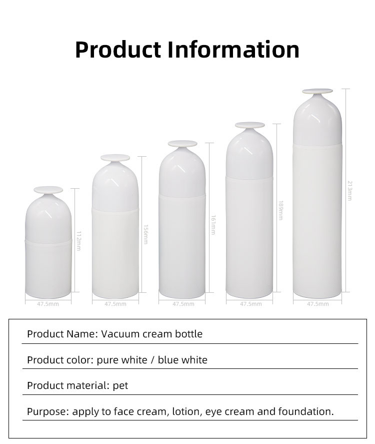 30m 50ml 100ml 150ml 200ml PCR Airless Bottles For Creams Lotions Center Hole Output