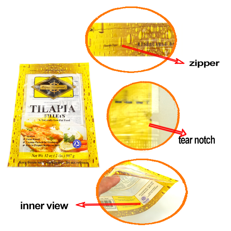 Waterproof Three Side Seal Pouch Custom Printed Anti Oxidation Solvent Free Lamination