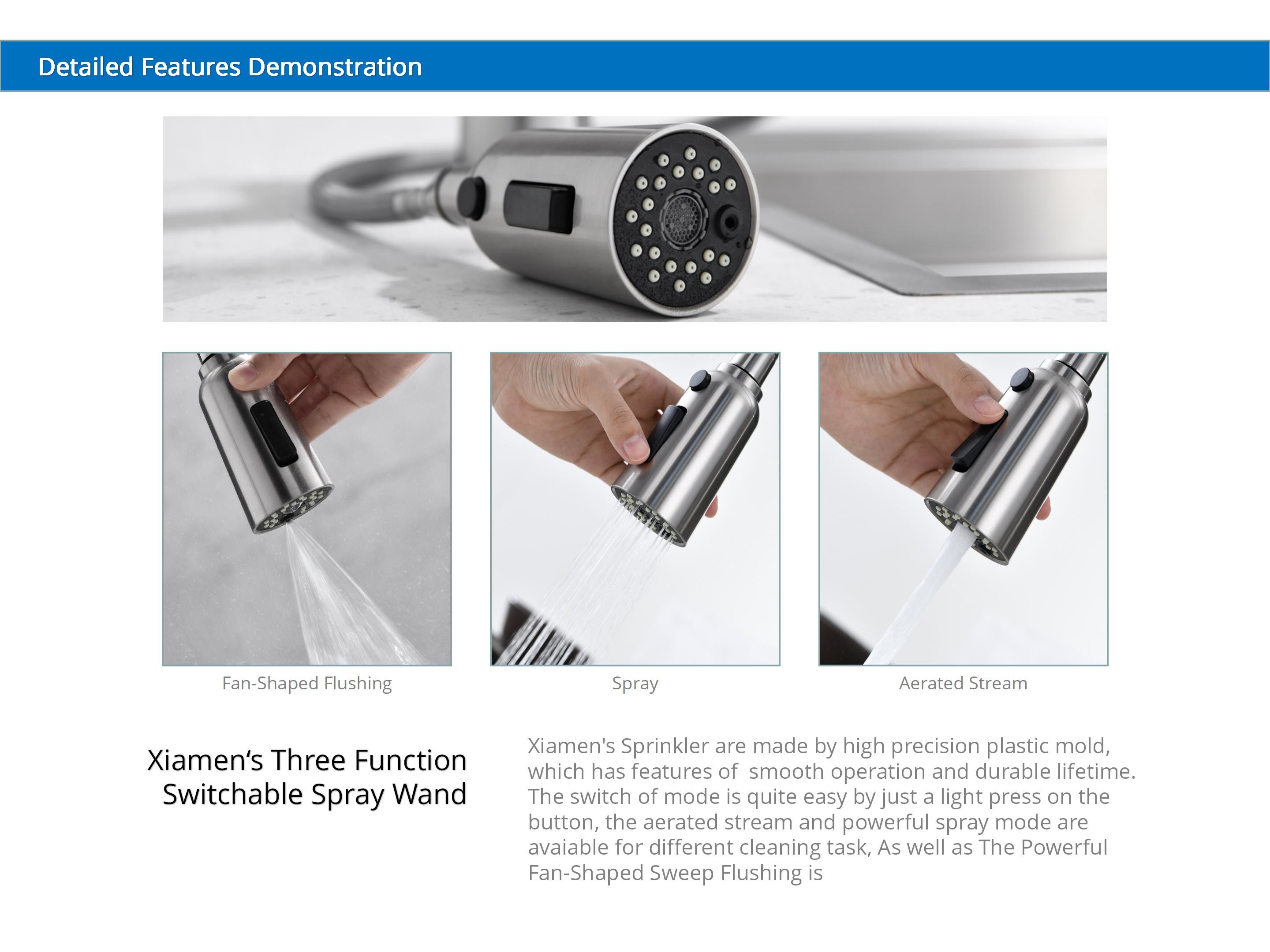 Water Saving Smart Kitchen Faucet 360 Degree Rotating Spout 0.05-0.75Mpa