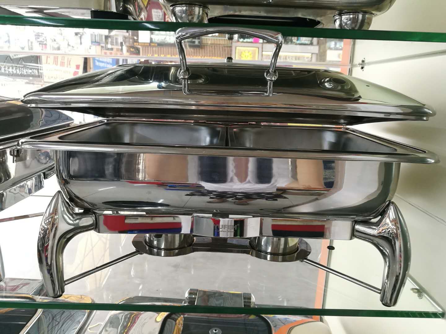 Hydraulic Glass Windowed Lid Stainless Steel Chafing Dish Full Sized 9L