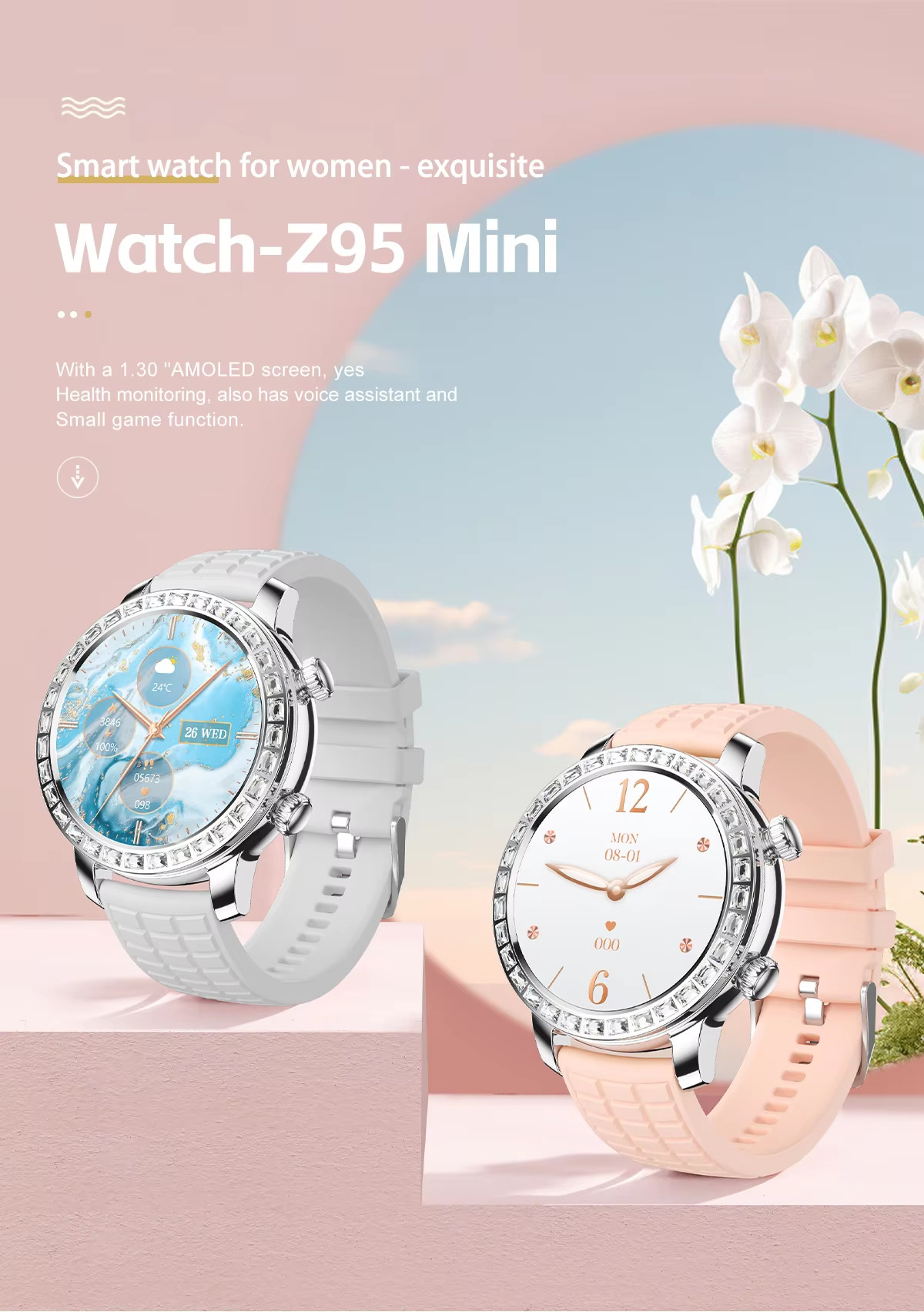 Z95mini 5G Women'S Bluetooth Watch Smart Wristband ECG Body Temperature Health Monitor