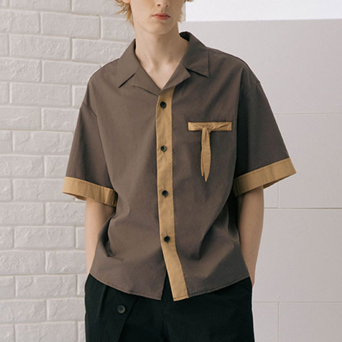Summer Mens Trendy T Shirts Turtleneck Collar Anti - Wrinkle Patchwork Style