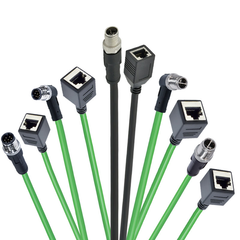 Shielded Network Waterproof Ethernet Cable Connector M12 To Rj45 Connector