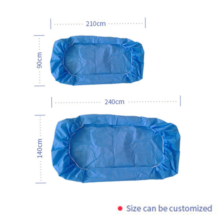 Eco Friendly Blue Disposable Fitted Bed Sheets With 2 Elastics